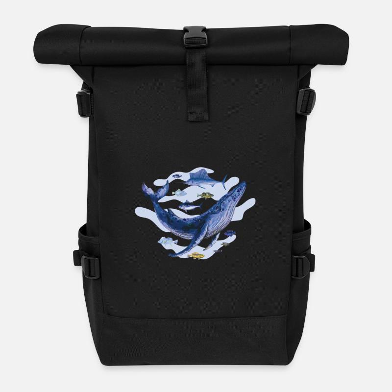 Fisch Fische Meeresbewohner Wal Meeressäuger - Rolltop Rucksack - Schwarz