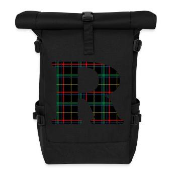 Monogramm r Schottischer Tartan - Rolltop Rucksack - Schwarz - Vorne