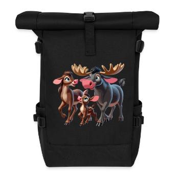 Famille d’orignaux - Sac à dos roll top - noir - Devant