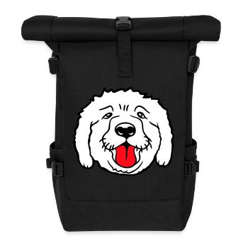 Dear dog sticks out his tongue happily - Roll Top Backpack - black - Front