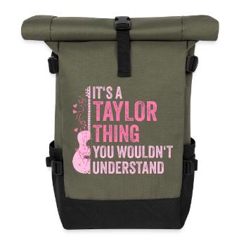 taylor thing 1 haha omg i hate the - Roll Top Backpack - olive/black - Front