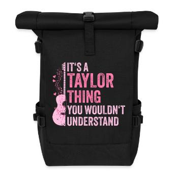 taylor thing 1 haha omg i hate the - Roll Top Backpack - black - Front