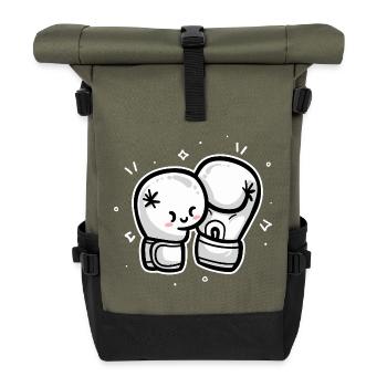 Boxhandschuhe - Rolltop Rucksack - Olive/Schwarz - Vorne