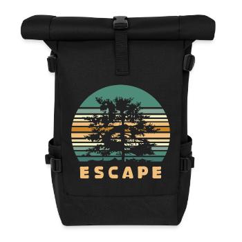 Escape Forest Design - Logo d’aventure rétro dans la nature - Sac à dos roll top - noir - Devant