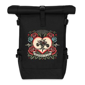 Gleitschirmflieger Herzschlag Tattoo mit Rosen - Rolltop Rucksack - Schwarz - Vorne
