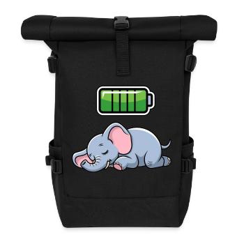 Elefant Sleeping Recharging Night Bedtime - Rolltop Rucksack - Schwarz - Vorne