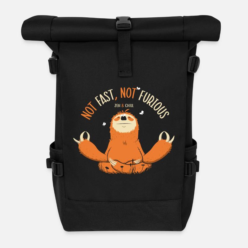 Paresseux not fast not furious - Sac à dos roll top - noir
