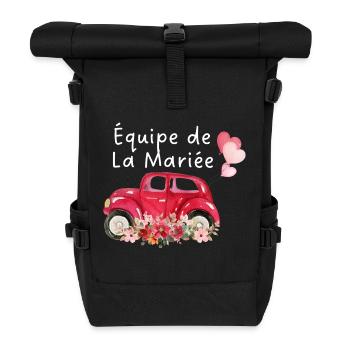 Braut Team Auto Blumen Braut - Rolltop Rucksack - Schwarz - Vorne