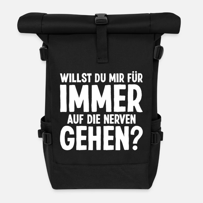 Heiratsantrag Willst du mich Heiraten Verloben - Rolltop Rucksack - Schwarz