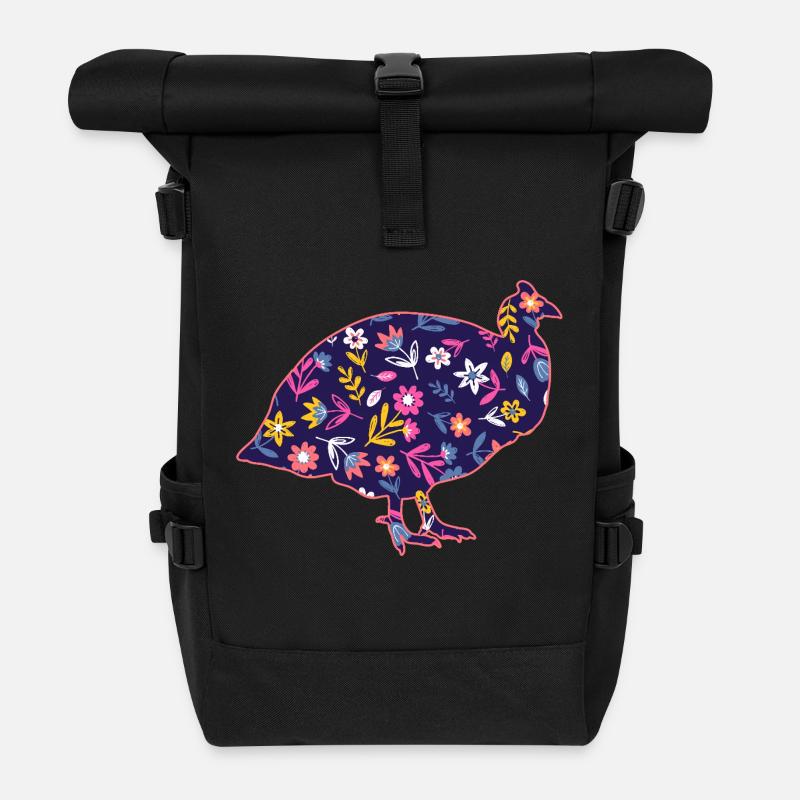 Hühner Hahn Perlhuhn - Rolltop Rucksack - Schwarz