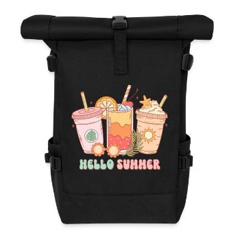 Summer Vibes Lake Nature Flora Art Flowers Sea - Roll Top Backpack - black - Front