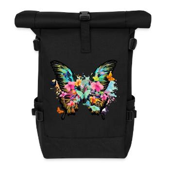 schmetterling,bunt,blumen,graffiti - Rolltop Rucksack - Schwarz - Vorne