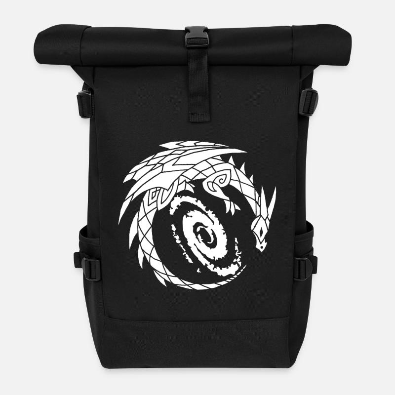 Drache und Galaxie - Rolltop Rucksack - Schwarz