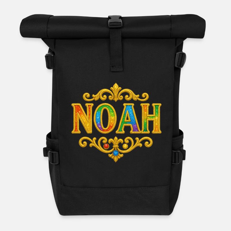 NOAH Glitzer Gold Pailletten - Rolltop Rucksack - Schwarz