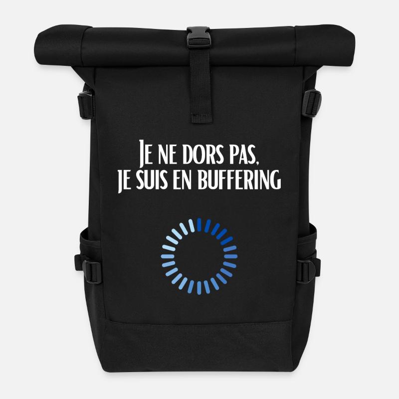 Ich schlafe nicht, ich puffere - Rolltop Rucksack - Schwarz