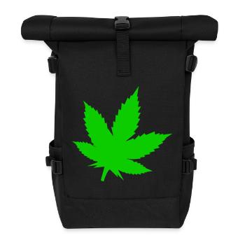 Green Leaf Silhouette - Roll Top Backpack - black - Front