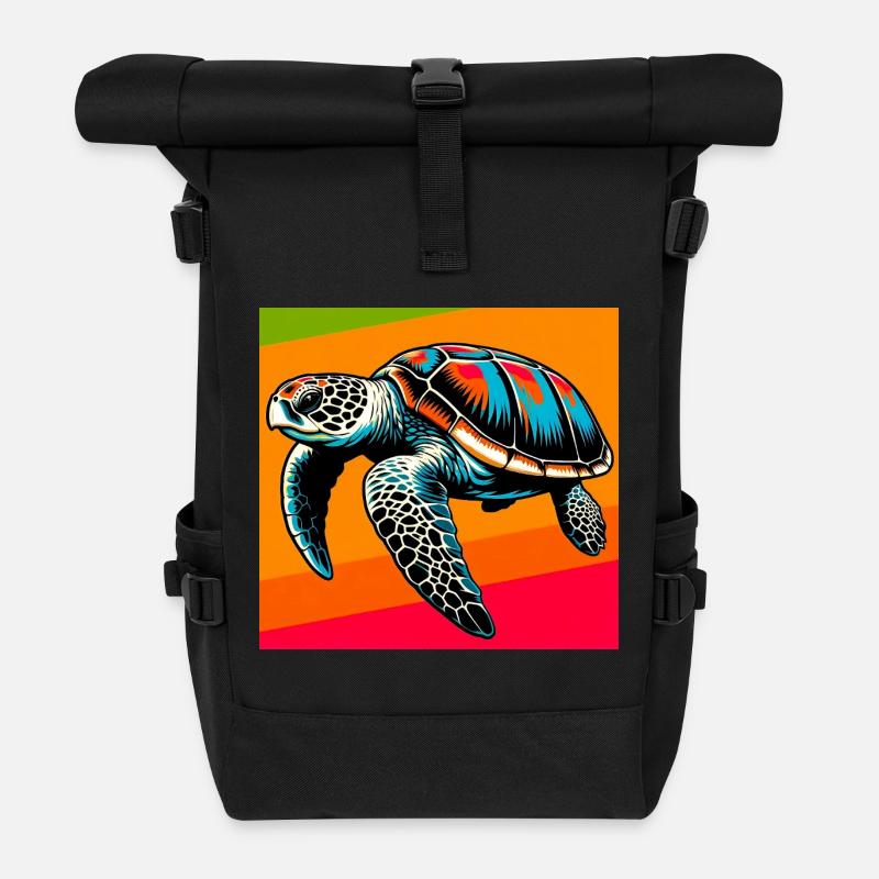 Schildkröte - Rolltop Rucksack - Schwarz