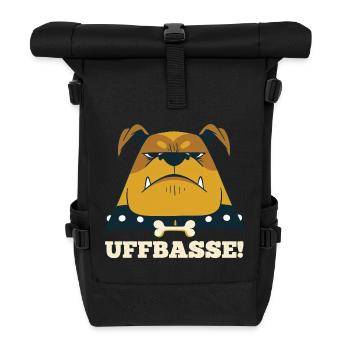 Wütender Mannheimer Hund -  Uffbasse Monnem - Rolltop Rucksack - Schwarz - Vorne