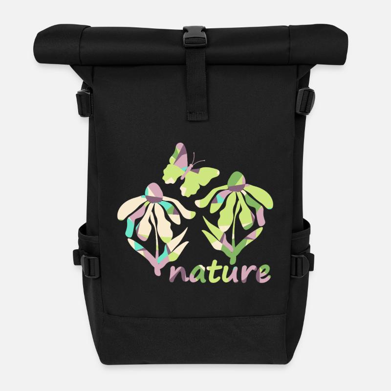 Couleur Nature - Floraison - Sac à dos roll top - noir