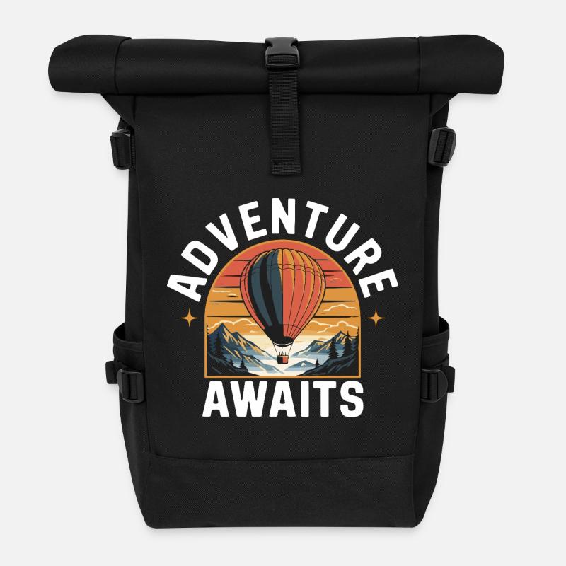  Abenteuer Erwartet Heißluftballon Landschaft - Rolltop Rucksack - Schwarz