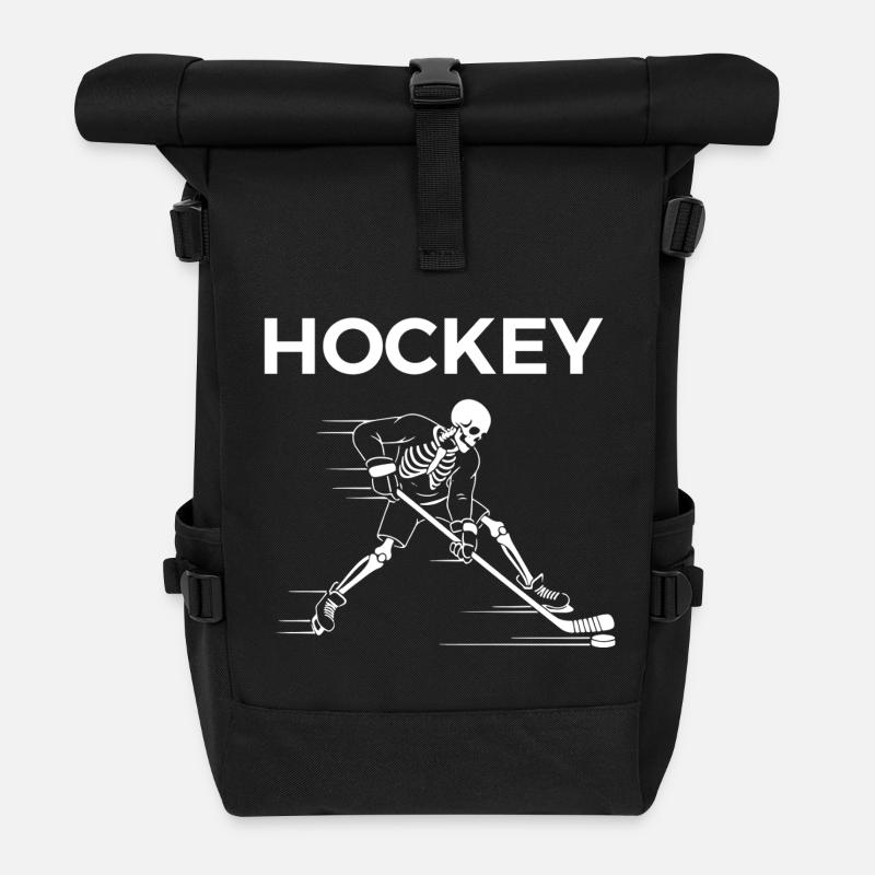 Le skeleton joue au hockey - Sac à dos roll top - noir