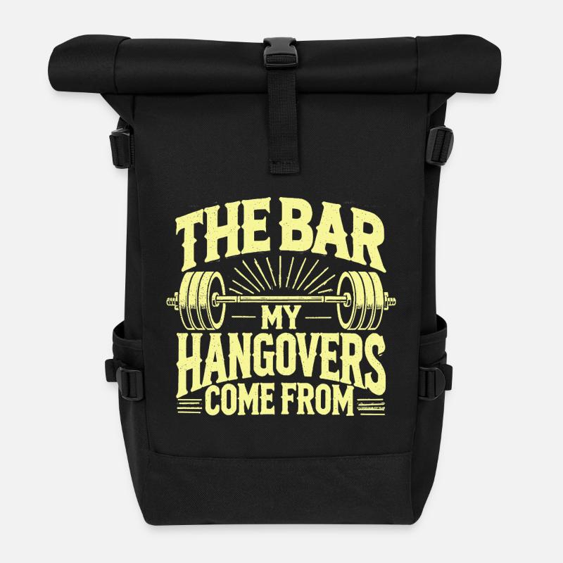 Funny Gym Bar Bodybuilding Gift - Roll Top Backpack - black