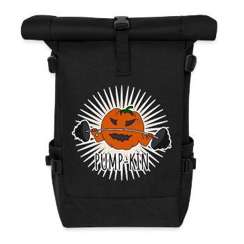 Pumpkin - Kürbis geht im Fitnessstudio pumpen! - Rolltop Rucksack - Schwarz - Vorne