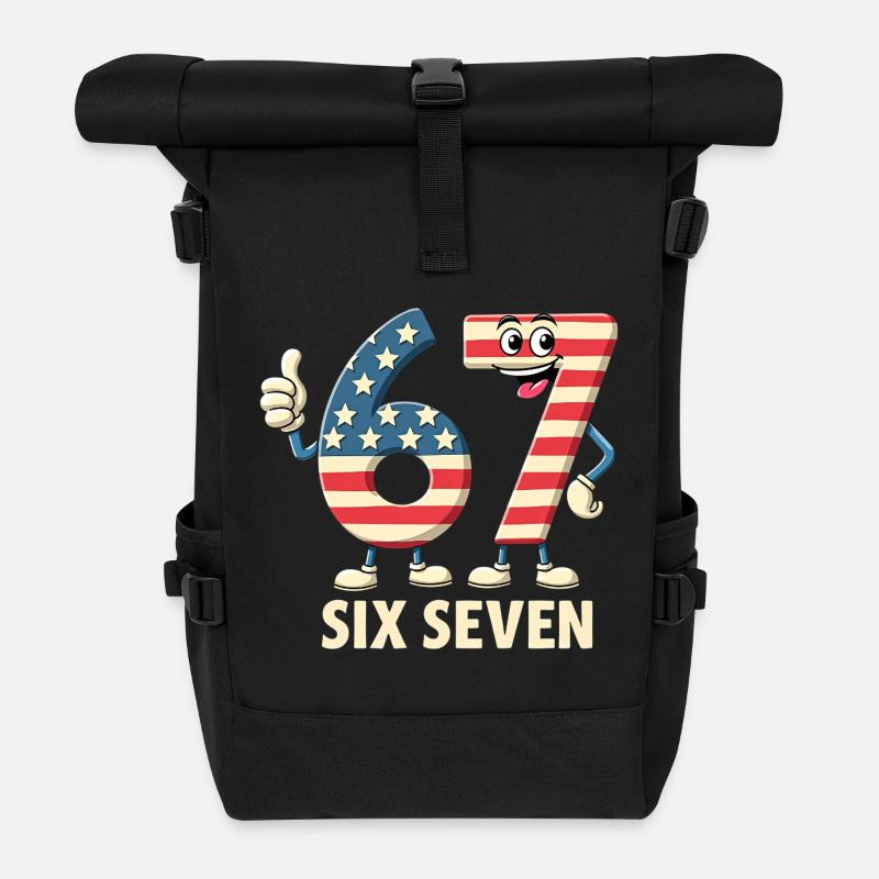 US Flag 67 Memes Six Seven - Rolltop Rucksack - Schwarz