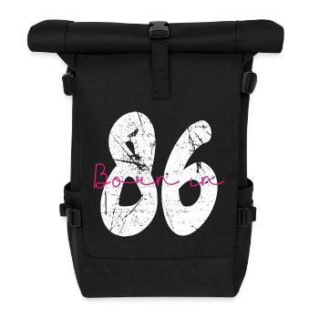 Born in 86 Neon Retro - Rolltop Rucksack - Schwarz - Vorne