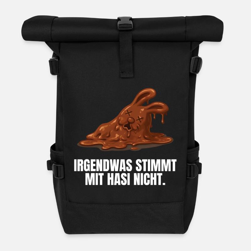 Hasi Ostern Schokohase lustig - Rolltop Rucksack - Schwarz