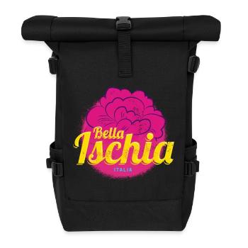 Ischia Oleander Italy Island Vintage Souvenir - Roll Top Backpack - black - Front