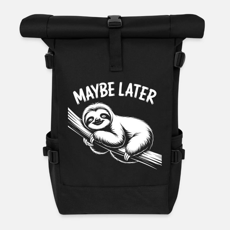 Faultier Chill - Rolltop Rucksack - Schwarz