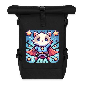 Cuddly Cat Superhero Kitten - Roll Top Backpack - black - Front
