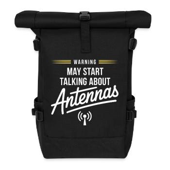 Warnung: Hier beginnt das Antennengespräch - Rolltop Rucksack - Schwarz - Vorne