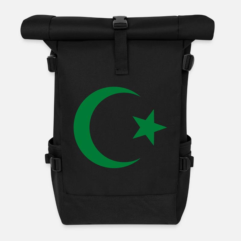 Étoile et croissant - Sac à dos roll top - noir