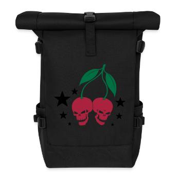 Cherry Skulls - Rolltop Rucksack - Schwarz - Vorne