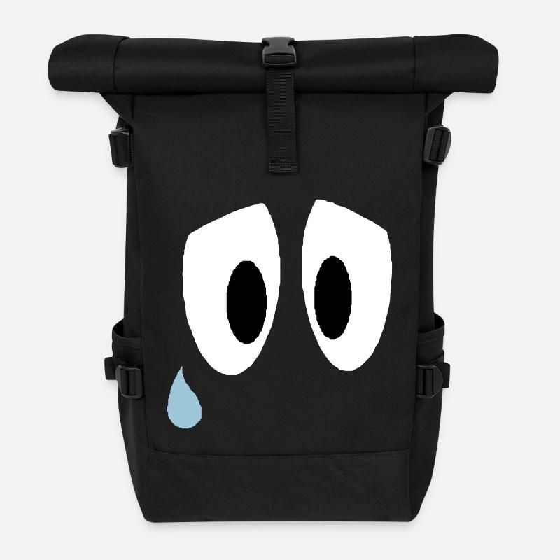 Smiley Augen Traurig - Rolltop Rucksack - Schwarz