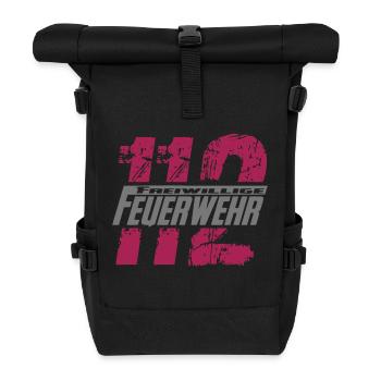 112 Freiwillige Feuerwehr - Rolltop Rucksack - Schwarz - Vorne