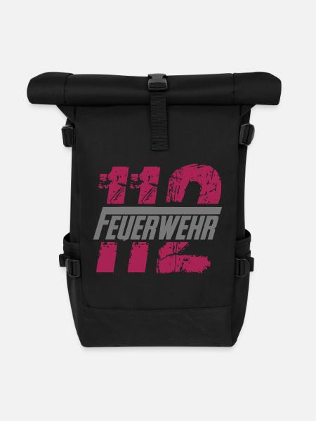 feuerwehr - Rolltop Rucksack - Schwarz
