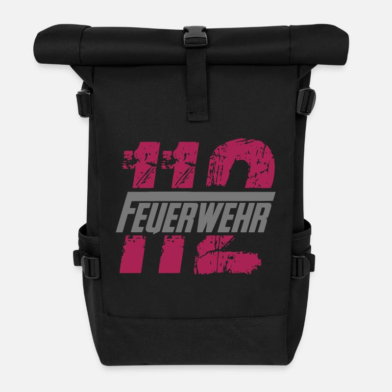 feuerwehr - Rolltop Rucksack - Schwarz