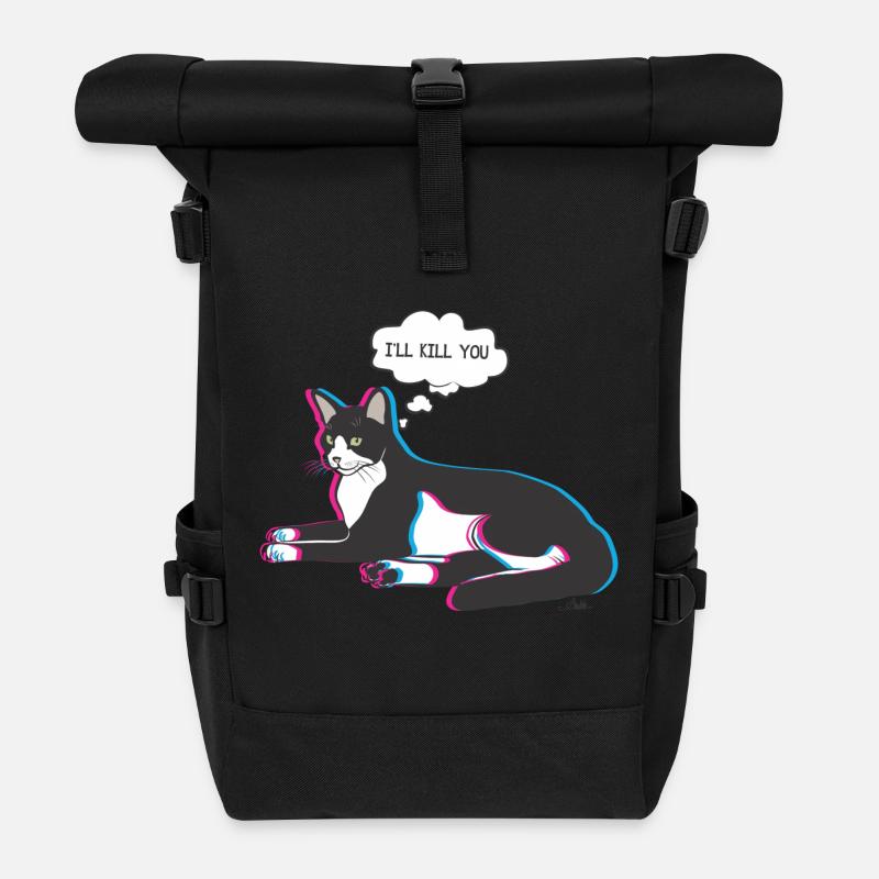 Katze ich dich töten werde - Rolltop Rucksack - Schwarz