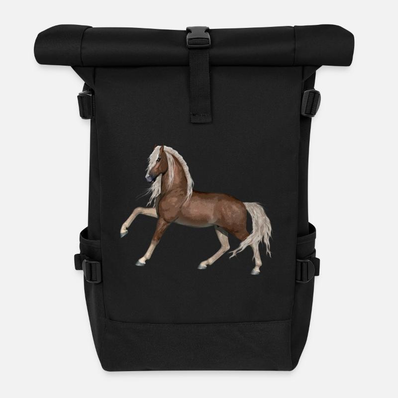 Pferd - Rolltop Rucksack - Schwarz