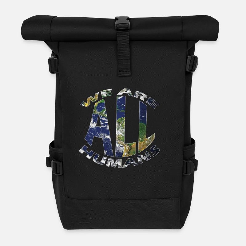 we are all humans weltkugel - Rolltop Rucksack - Schwarz