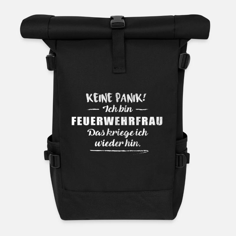 Feuerwehrfrau - Rolltop Rucksack - Schwarz