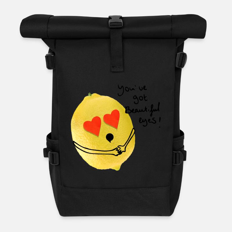 lemon loves your eyes - Roll Top Backpack - black