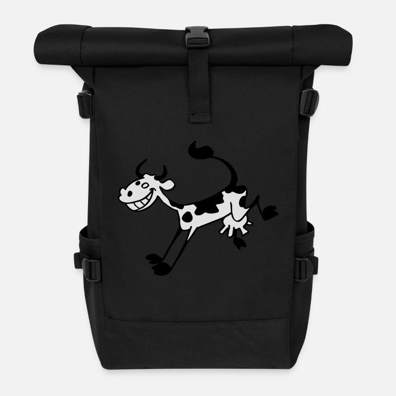 Ah Cow - Roll Top Backpack - black