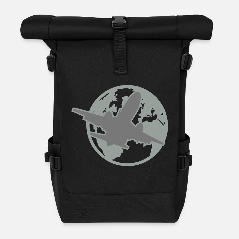 flugzeug - Rolltop Rucksack - Schwarz