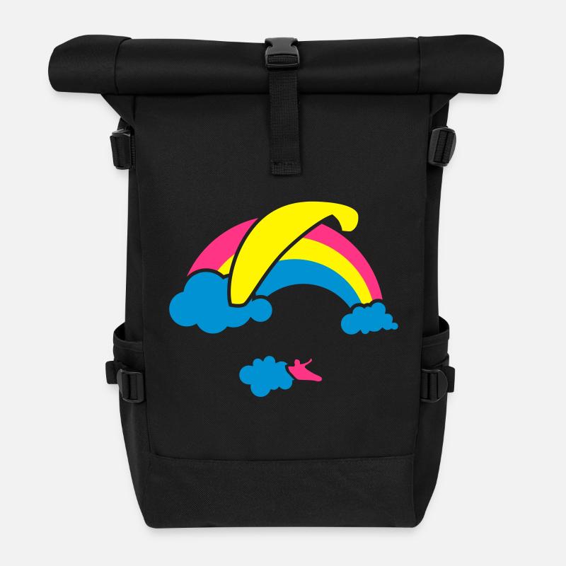 Rainbow & Clouds Paragliding - Rolltop Rucksack - Schwarz