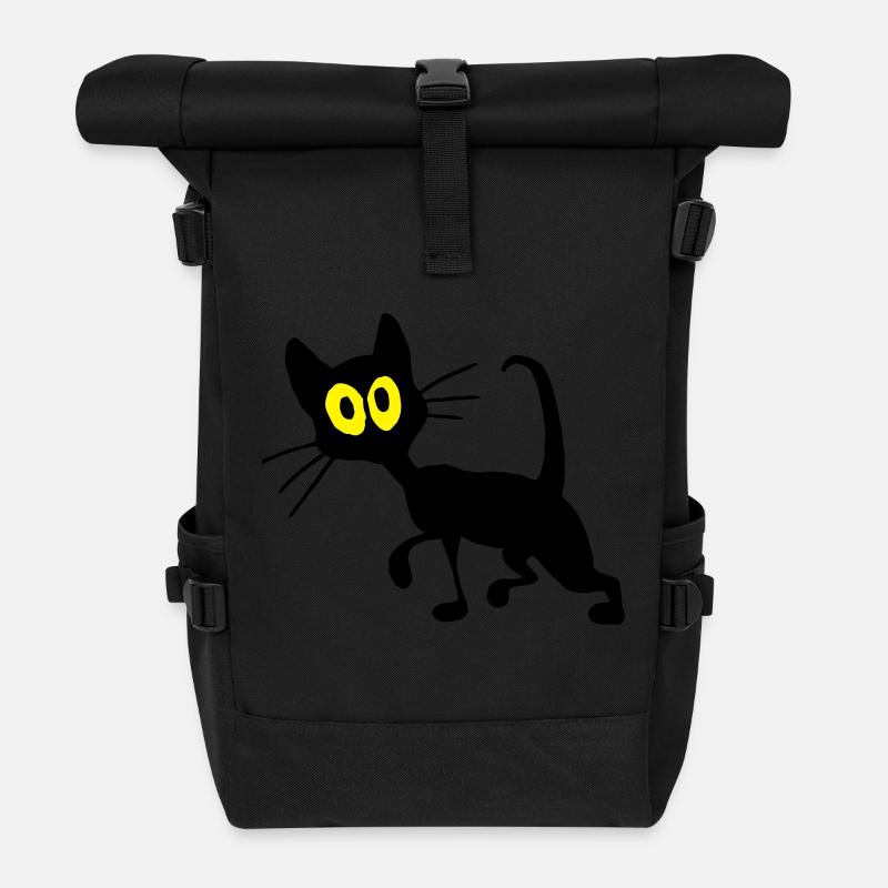 chat noir - Sac à dos roll top - noir