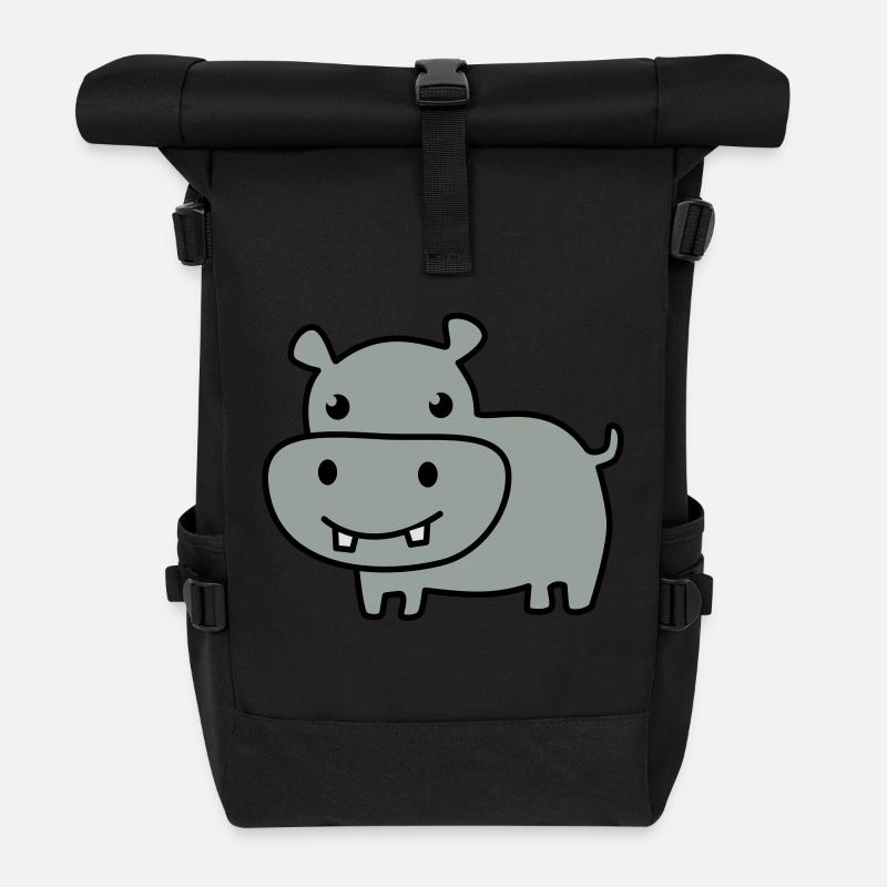 cute hippo color - Sac à dos roll top - noir